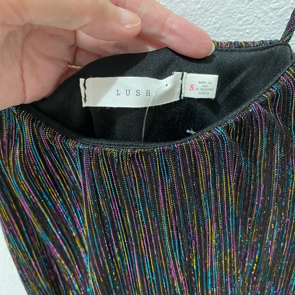 Lush Ladies Black Rainbow Metallic Dressy Tiered Cami/Tank Top - S - Picture 5 of 10